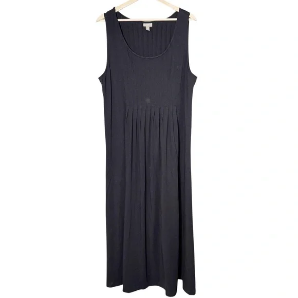 J. Jill | Dresses | J Jill Pleated Scoop Neck Stretch Jersey Knit Black  Maxi Dress Size Xl | Poshmark